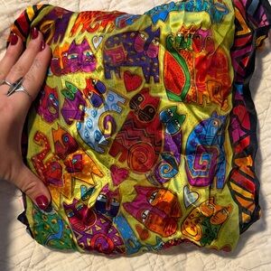 Colorful Cat Print Silk Scarf